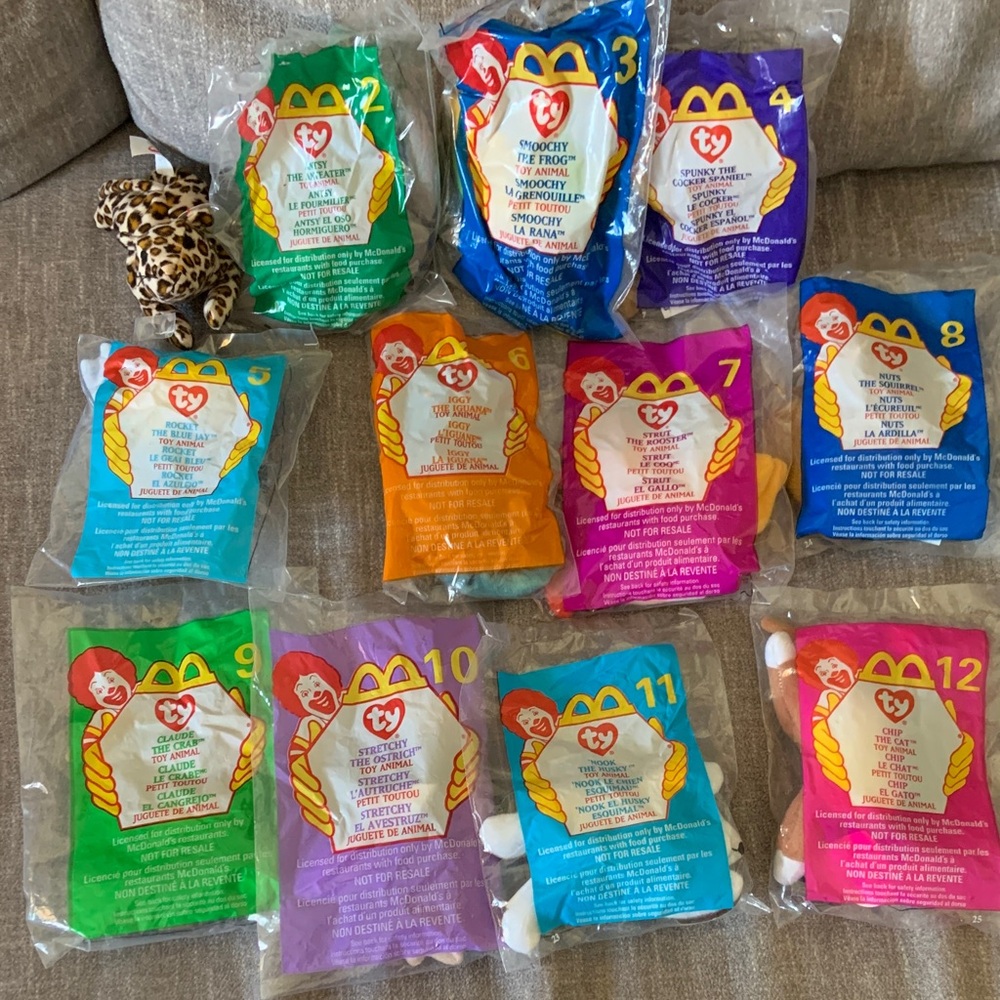 Ty McDonald’s Teenie Beanie Babies 1990 full Set all 12 1 missing package